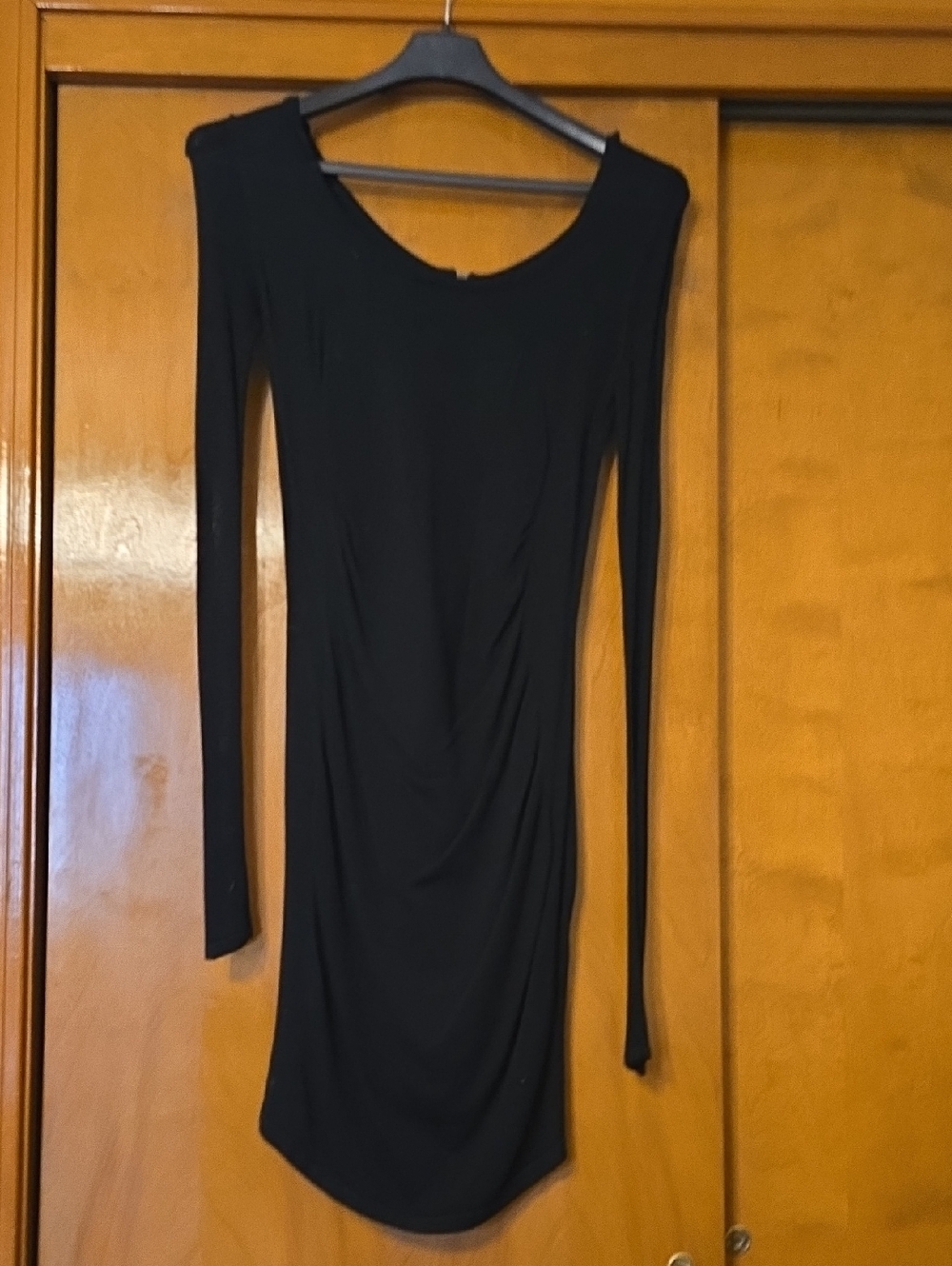 Express Black Long-Sleeve Scoop Neck Bodycon Dress